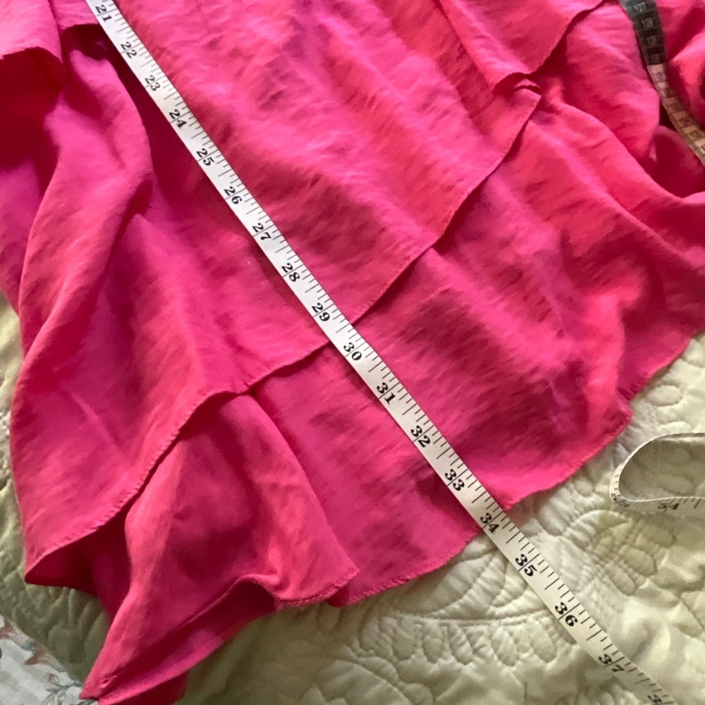 Do+Be Hot Pink Tiered Ruffle Mini Dress Large - Picture 6 of 6